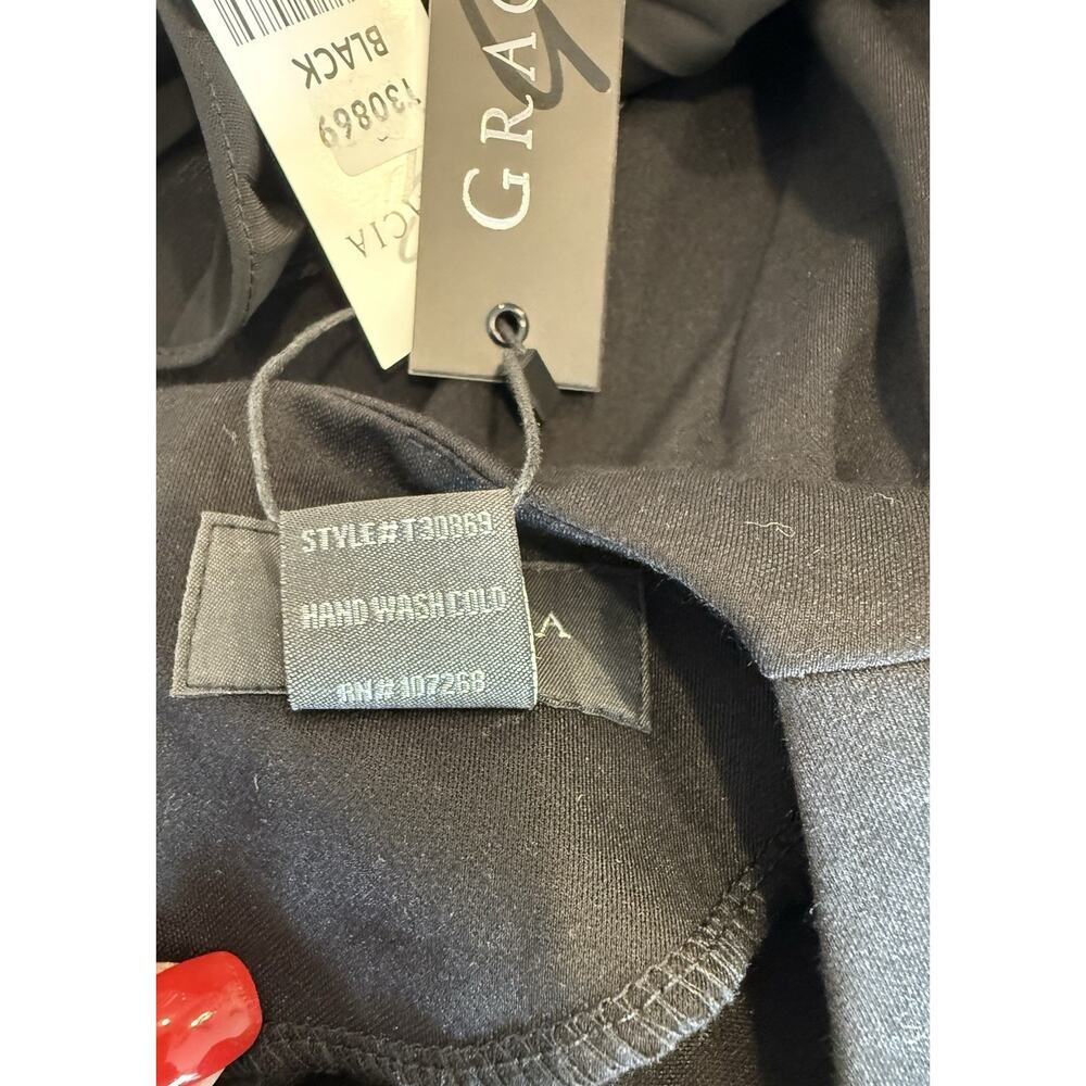 NWT Gracia Black Asymmetrical Top Gorgeous Size Small - Picture 6 of 6